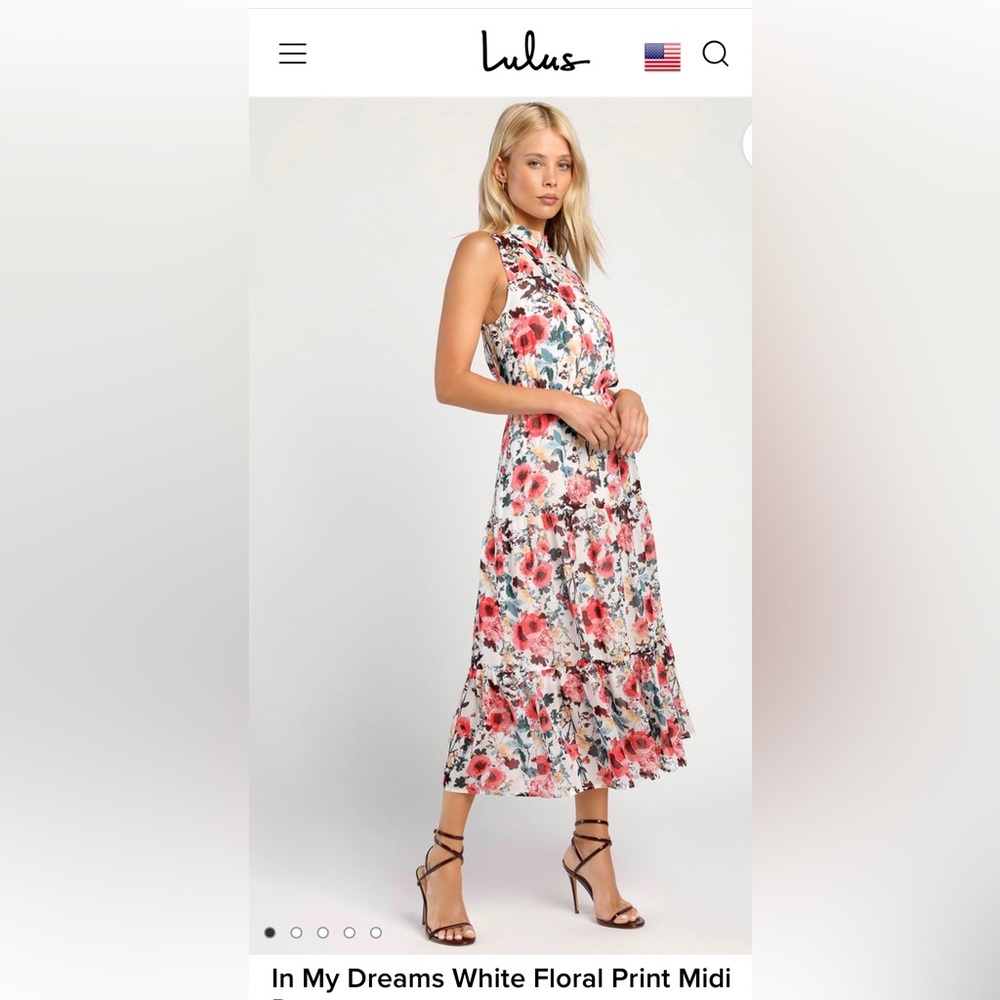Lulus “In my dreams white print midi floral dress”